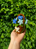 Mini panier de fleurs - Bleu 💙